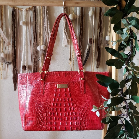 Brahmin Handbags - Brahmin Asher Embossed Leather Tote Cherry Red